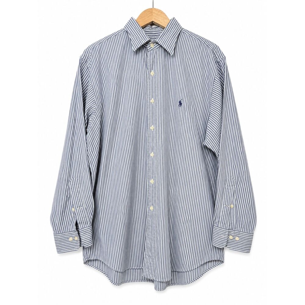 Vintage Polo by Ralph Lauren Alcott Blue Stripe Button-Down Shirt 17L Hong Kong